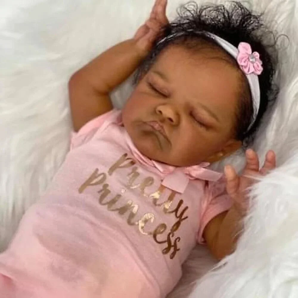 19Inch Realistic Soft Cloth Body Baby Doll African American Contemporary Doll